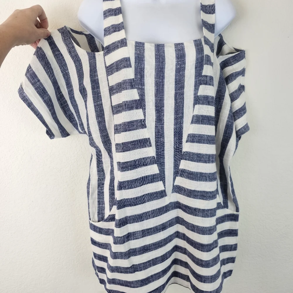 Soft Surroundings Sunset Park Linen Blend Cold Shoulder Tunic M